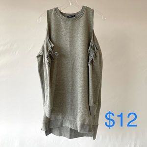 Dress, Cold Shoulder Sweatshirt Dress, Gray, Small